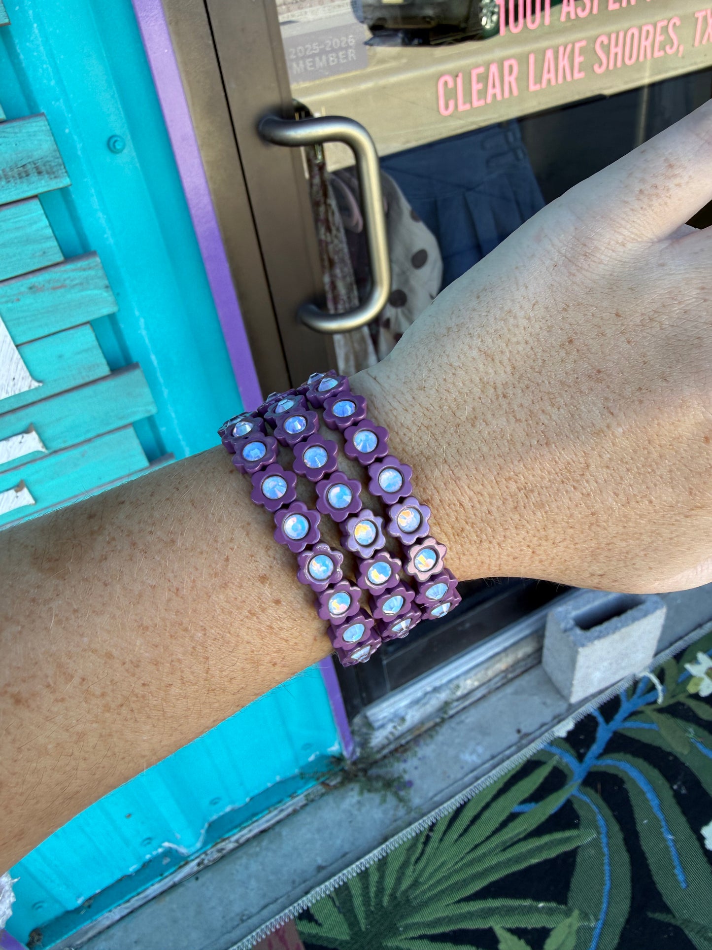 Purple Flower Stretch Bracelet