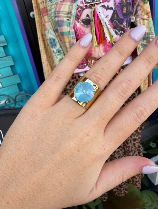 WETSTONE: The Hammered Ring In Aqua Blue