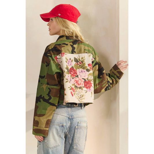 Camo Floral Jacket Plus Size