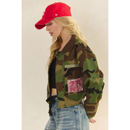 Camo Floral Jacket Plus Size