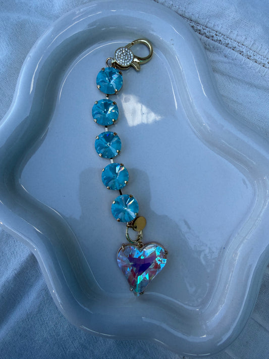 WETSTONE: Baby’s Blue AB Heart Bag Charm
