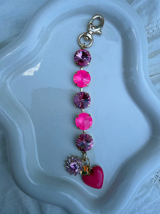 WETSTONE: Electric Pink and Flowering Heart Bag Charm