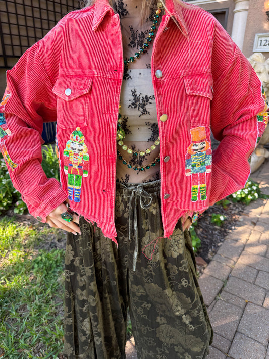 NUTCRACKERS EMBROIDERY CHRISTMAS CORDUROY JACKET