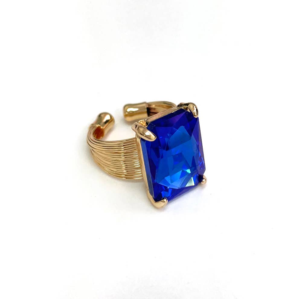 Cushion Cut Cocktail Adjustable Wire Ring