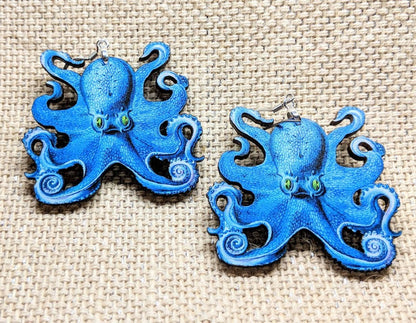 Blue Octopus Earrings