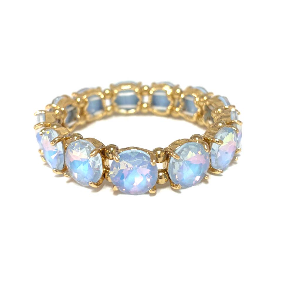 12MM Round Cut Glass Crystal Linked Stretch Bracelet