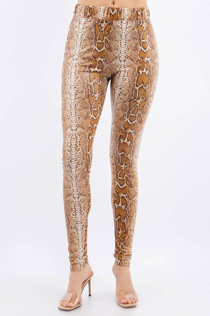 FAUX LEATHER PYTHON PRINT LEGGINGS