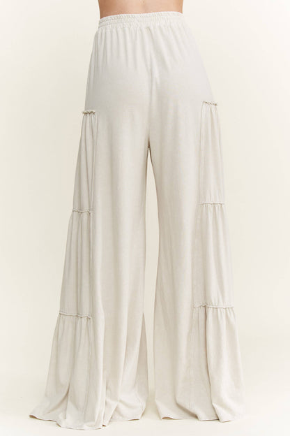 Mineral Washed Tiered Wide Leg Pants