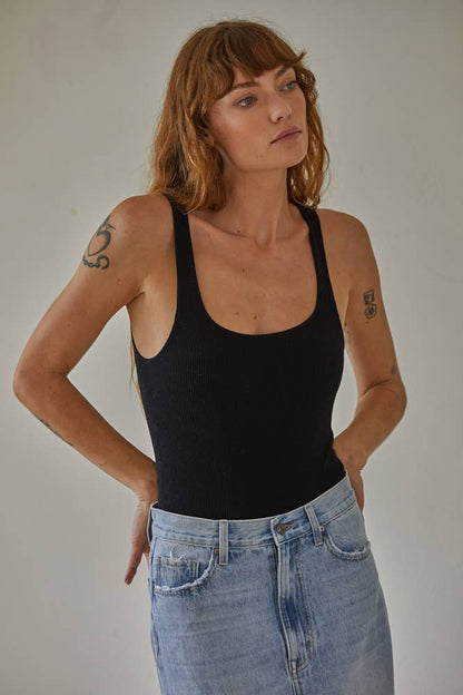 Seamless Ribbed Double Layered Square Bodysuit