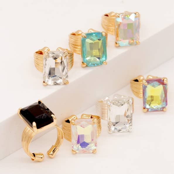Cushion Cut Cocktail Adjustable Wire Ring
