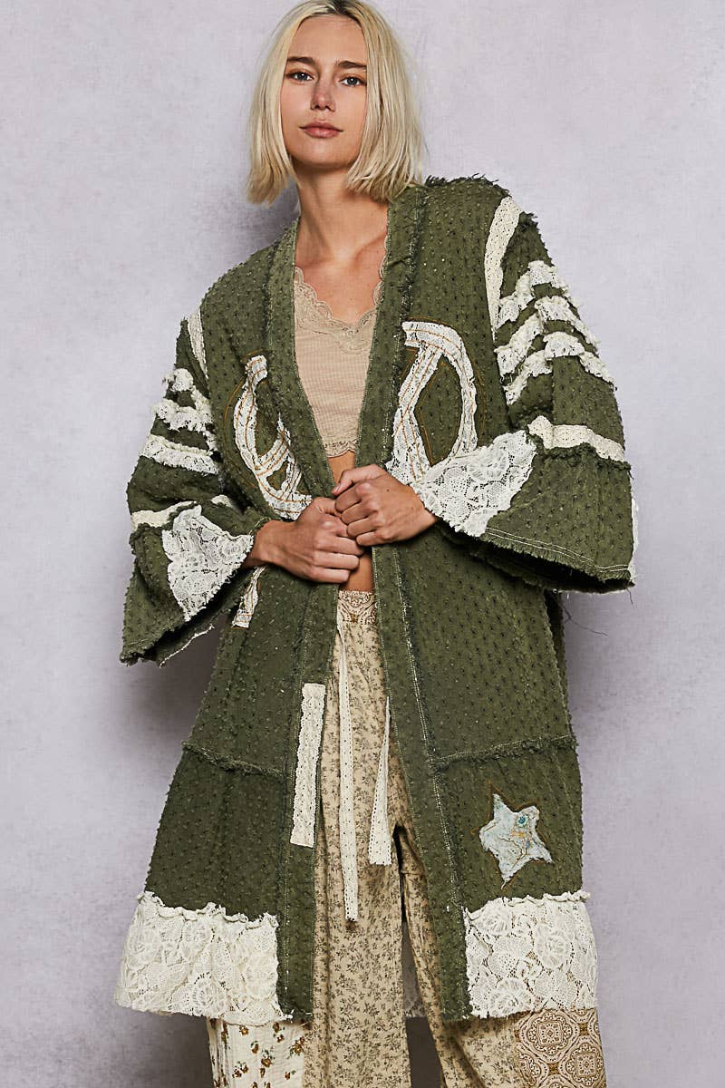 Vintage Peace Sign Long Cardigan/Duster
