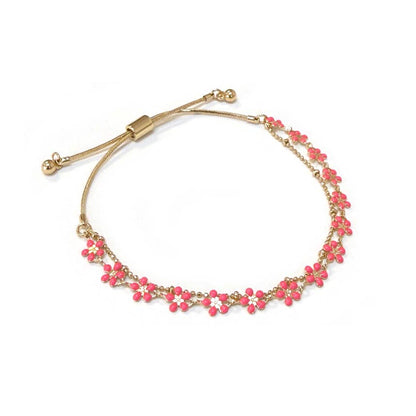 Color Epoxy Enamel Flower Adjustable Chain Bracelets