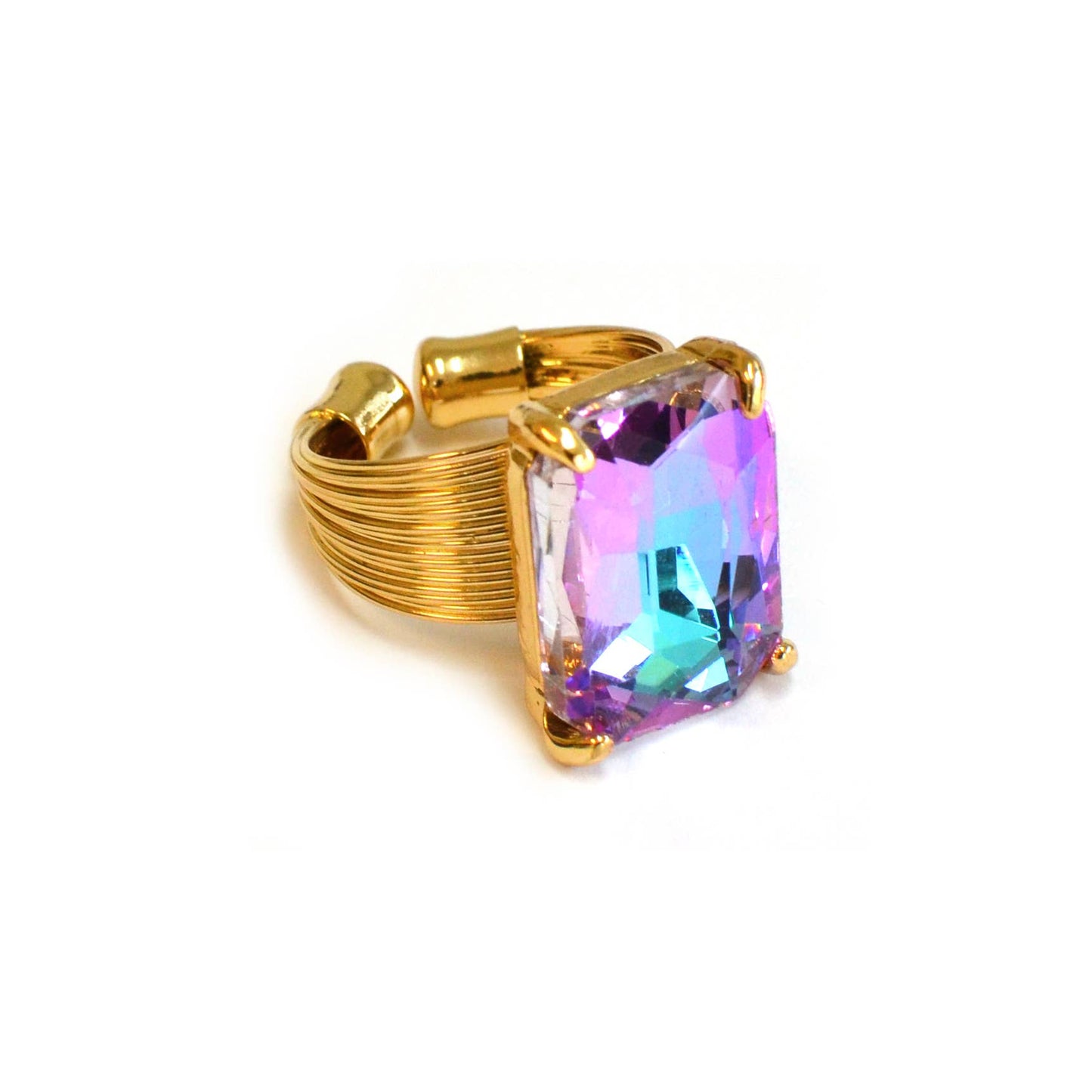 Cushion Cut Cocktail Adjustable Wire Ring