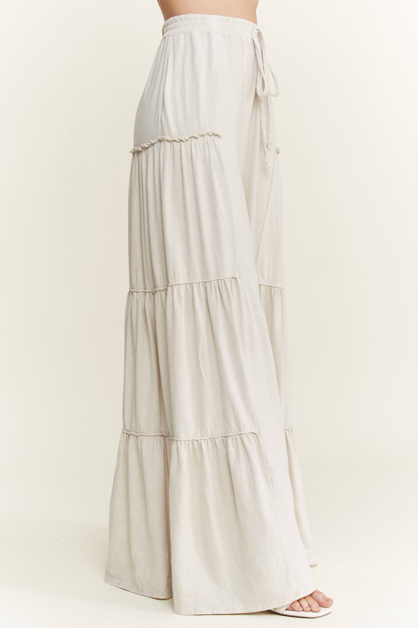 Mineral Washed Tiered Wide Leg Pants