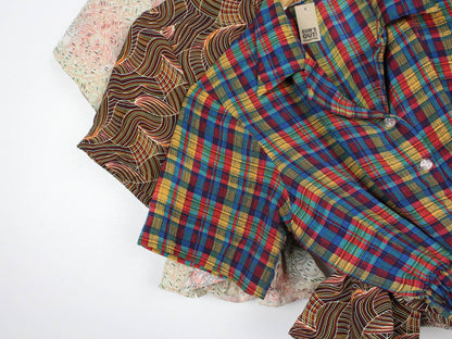 Vintage Short-Sleeve Button Up Blouse - Cinched