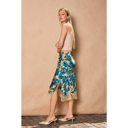 Ethereal Gardens Lace Hem Pencil Skirt