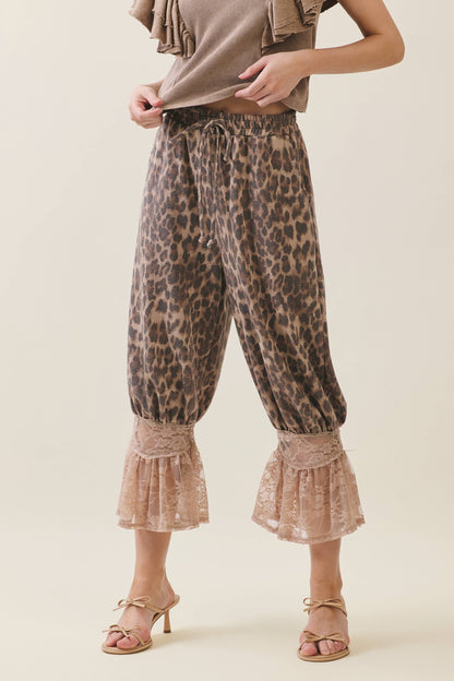 Leopard Print Lace Bloomer Pants