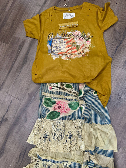 O Beautiful USA Tattered Tee