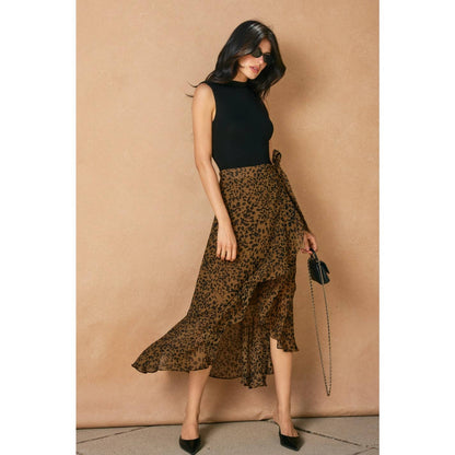 Jungle Fury Leopard Ruffled Hem Wrap Skirt
