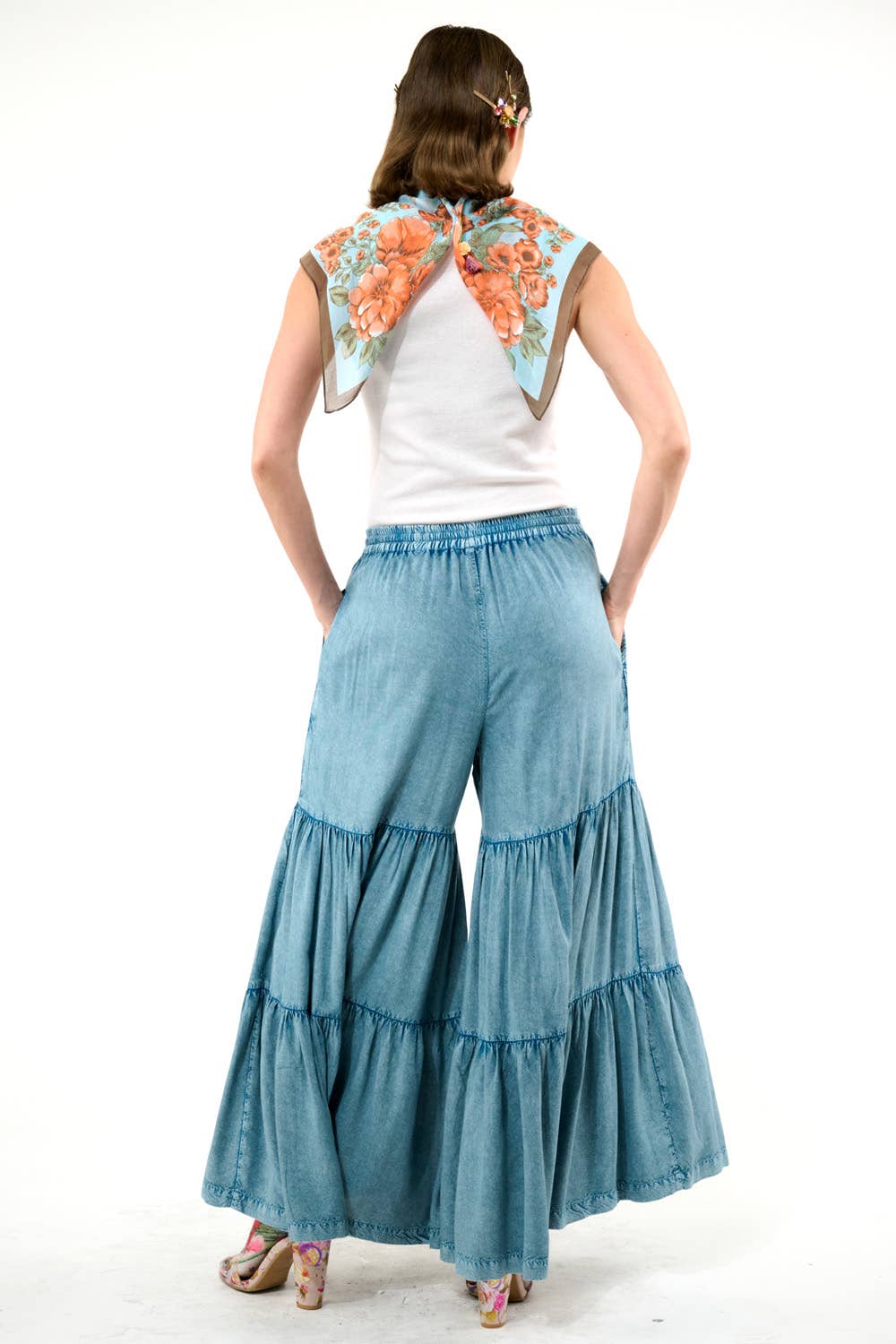 Dream Denim Wash Tiered  Pants