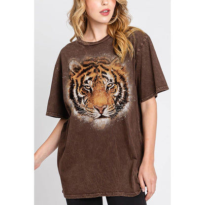 TIGER FACE OVERSIZED MINERAL GRAPHIC TEE