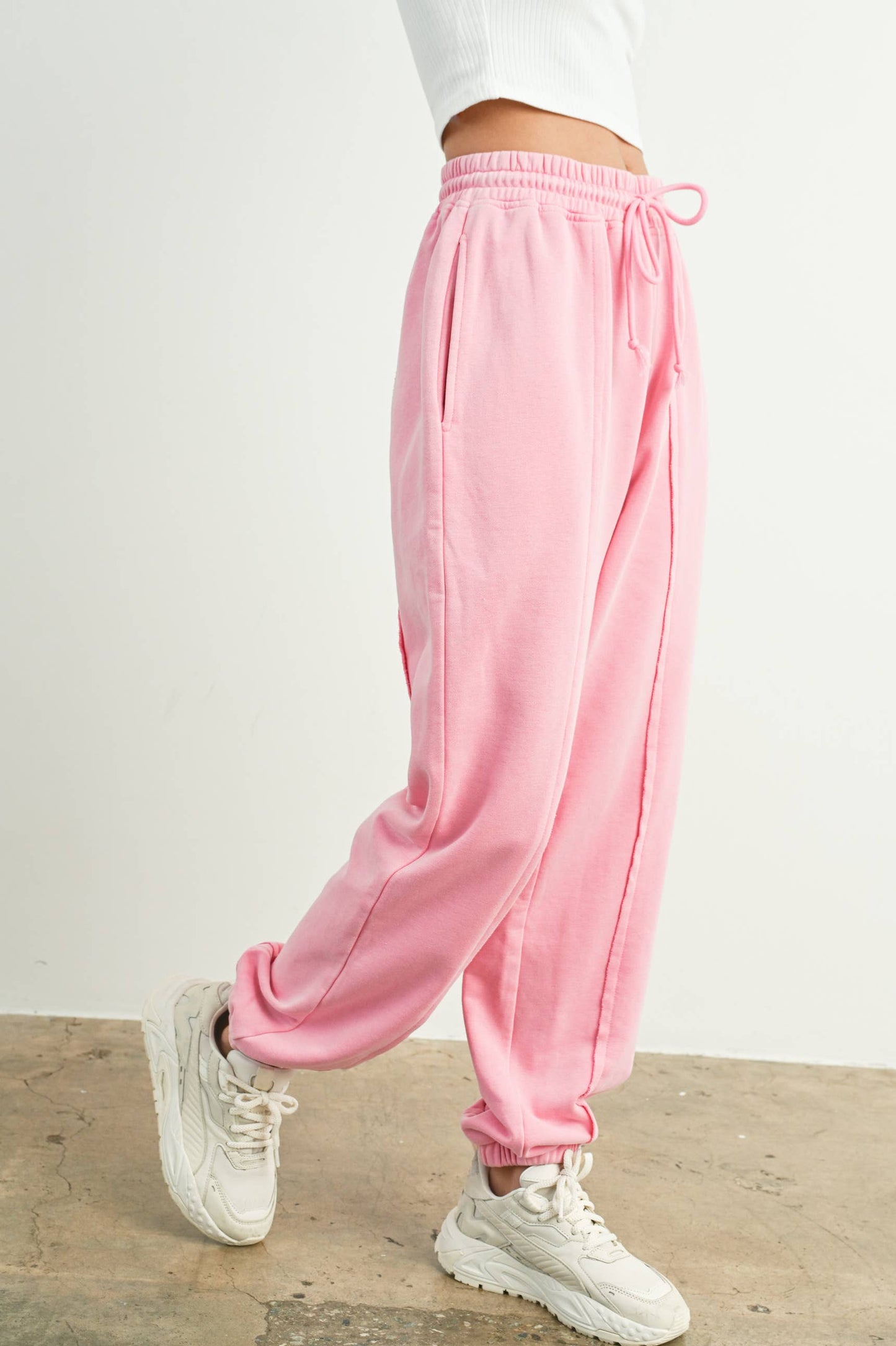 Washed French Terry Drawstring Jogger Pants