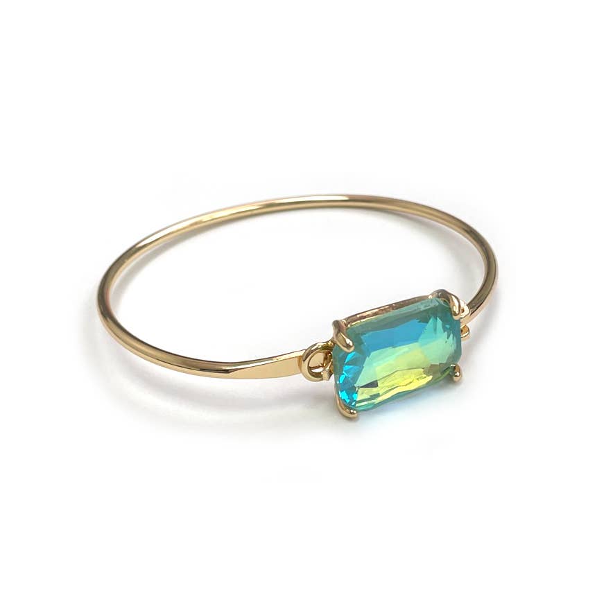 High Quality Glass Crystal Rectangle Stone Cuff Metal Bangle