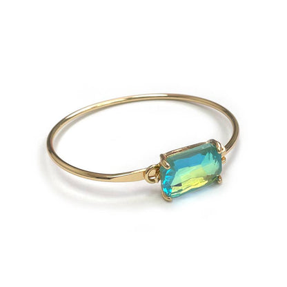 High Quality Glass Crystal Rectangle Stone Cuff Metal Bangle