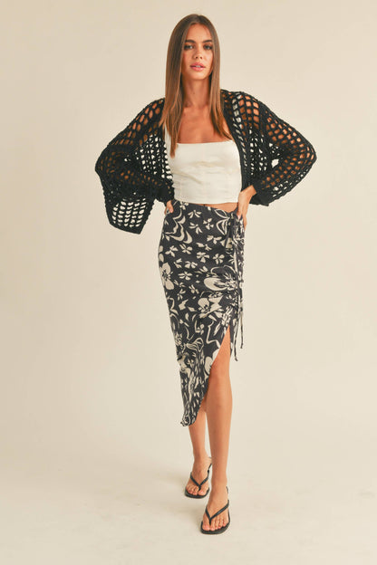 CROCHET KNIT CROP CARDIGAN