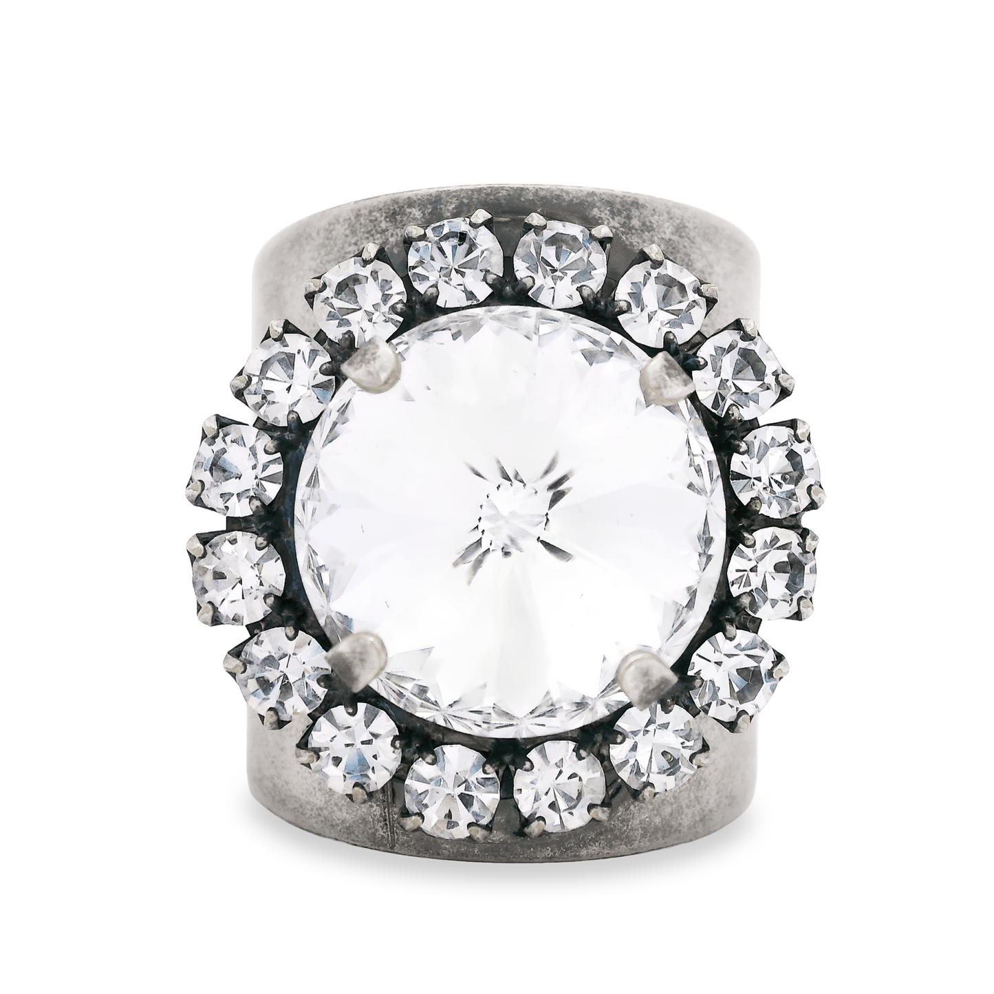 Jacci Ring in Antique Silver / Clear