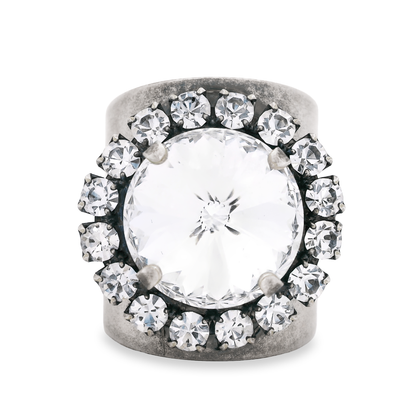 Jacci Ring in Antique Silver / Clear