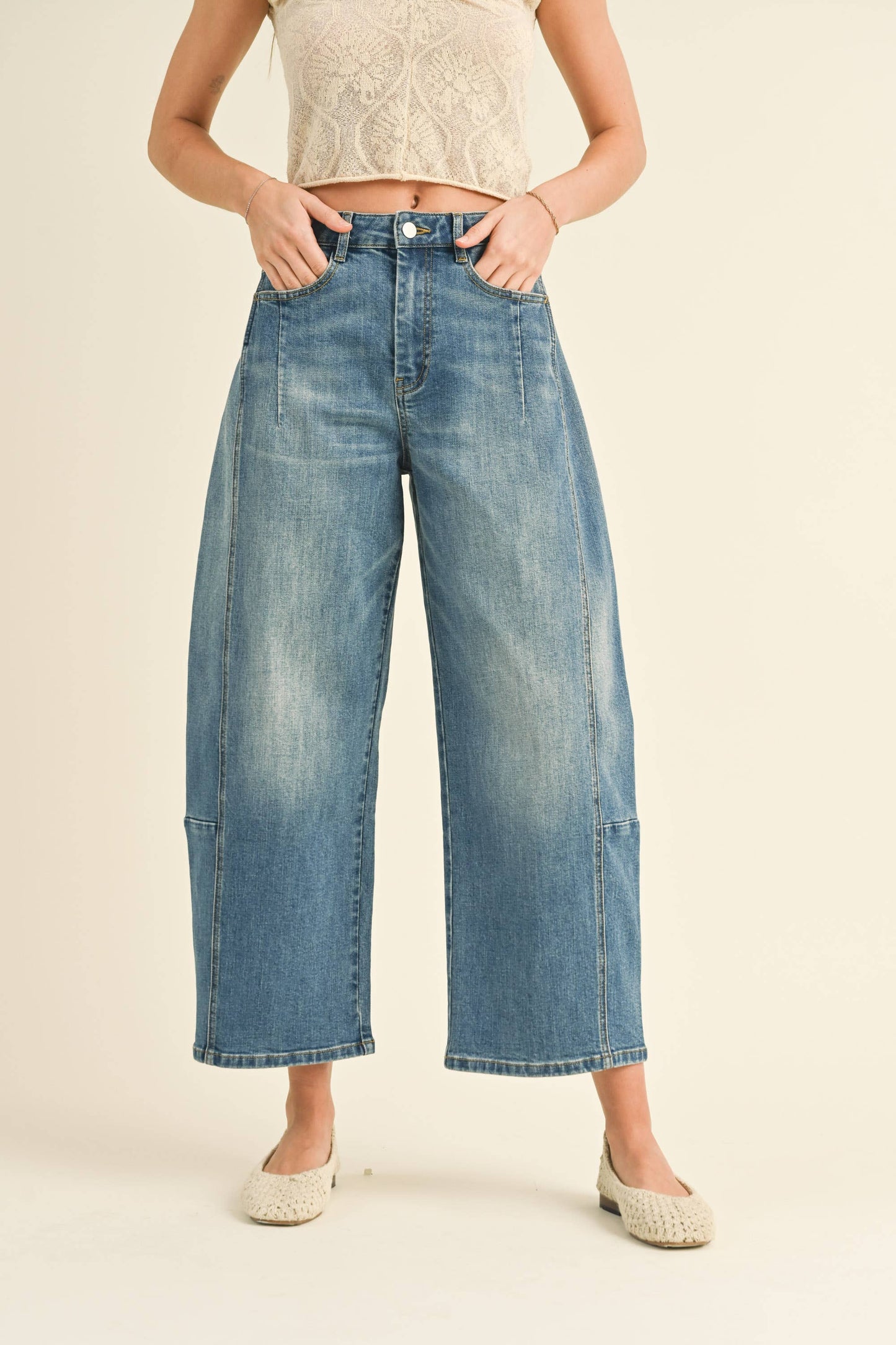 BARREL LOOSE FIT DENIM PANTS