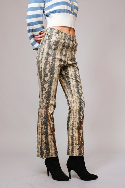 Snakeskin Studded Denim Jeans