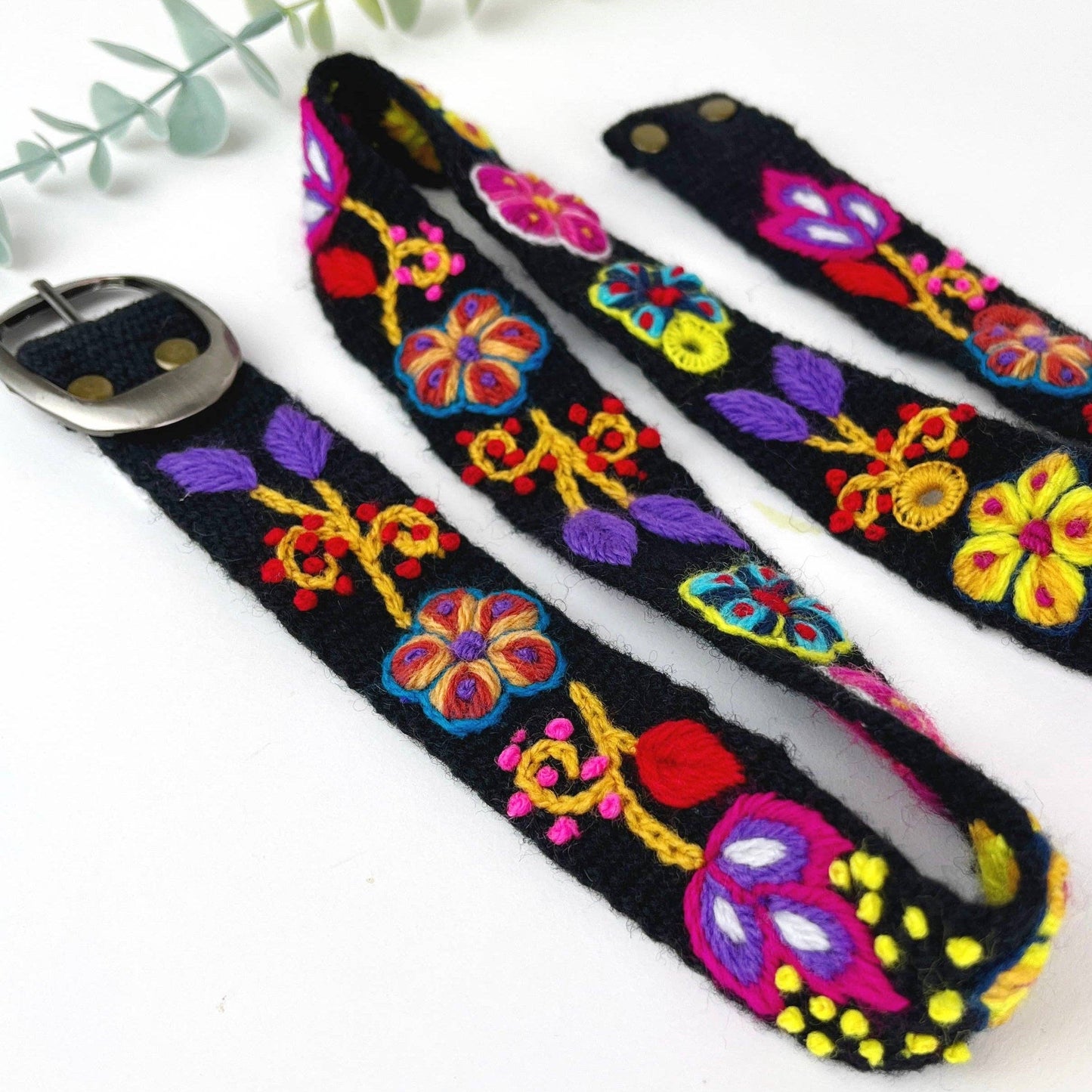 Pepita Skinny Embroidered Belt