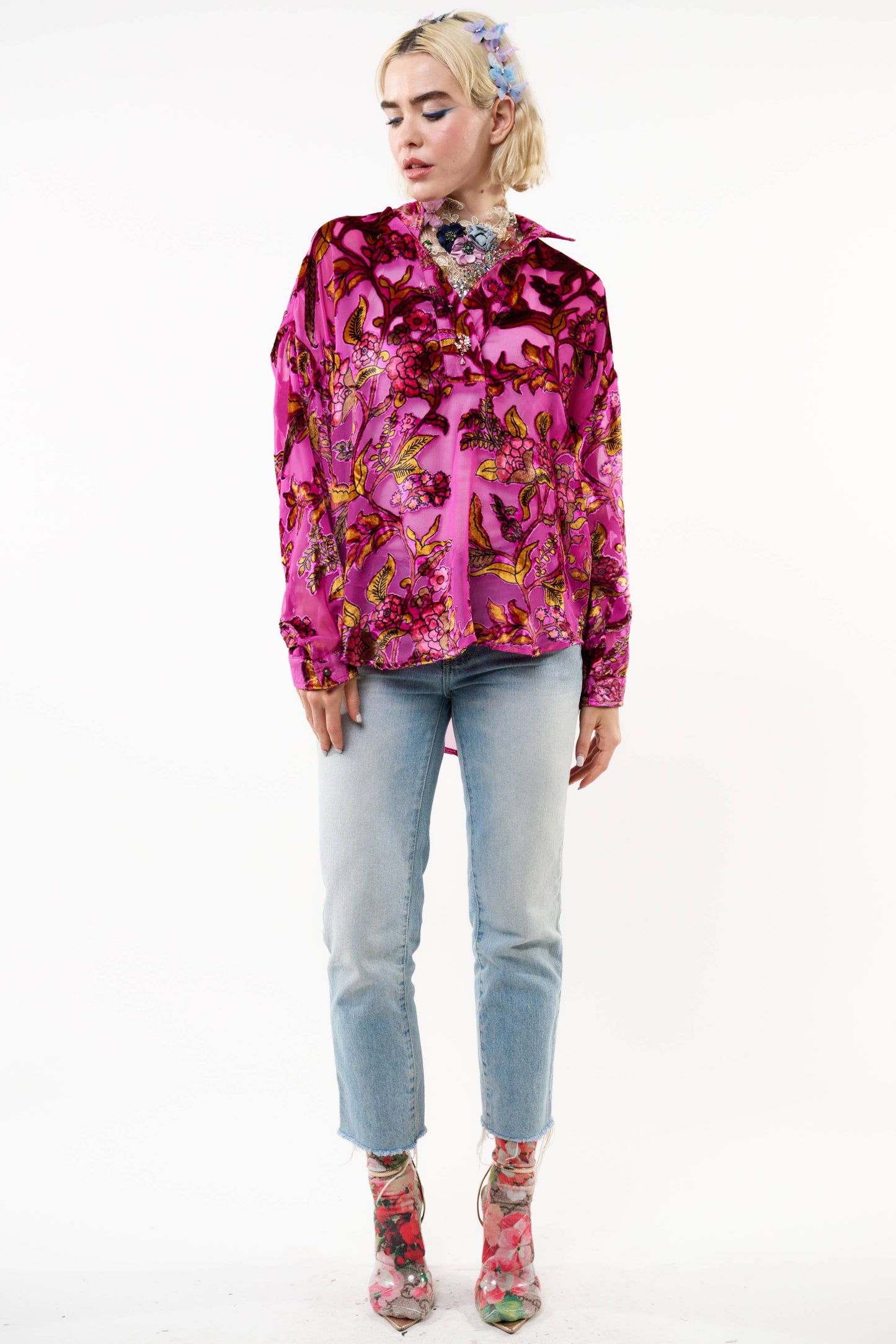 Holiday Jewels Burnout Velvet Blouse