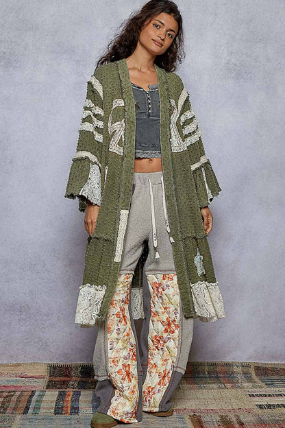 Vintage Peace Sign Long Cardigan/Duster