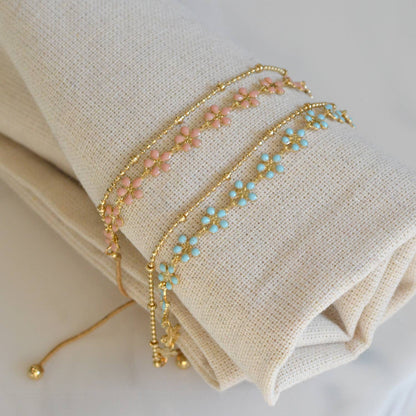 Color Epoxy Enamel Flower Adjustable Chain Bracelets