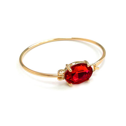 High Quality Glass Crystal Oval Stone Cuff Metal Bangle