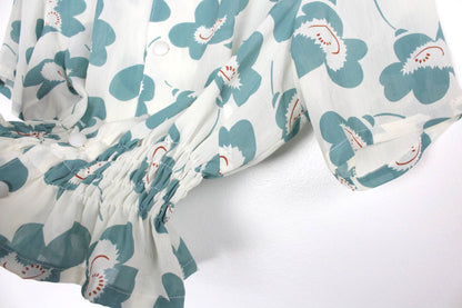 Vintage Short-Sleeve Button Up Blouse - Cinched