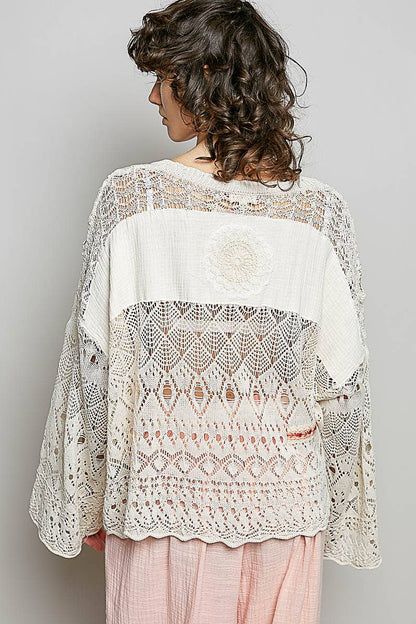 V-neck Long Sleeve Oversized Fit Summer Sweater Top