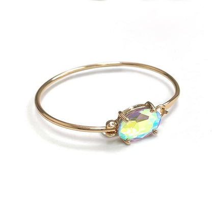High Quality Glass Crystal Oval Stone Cuff Metal Bangle