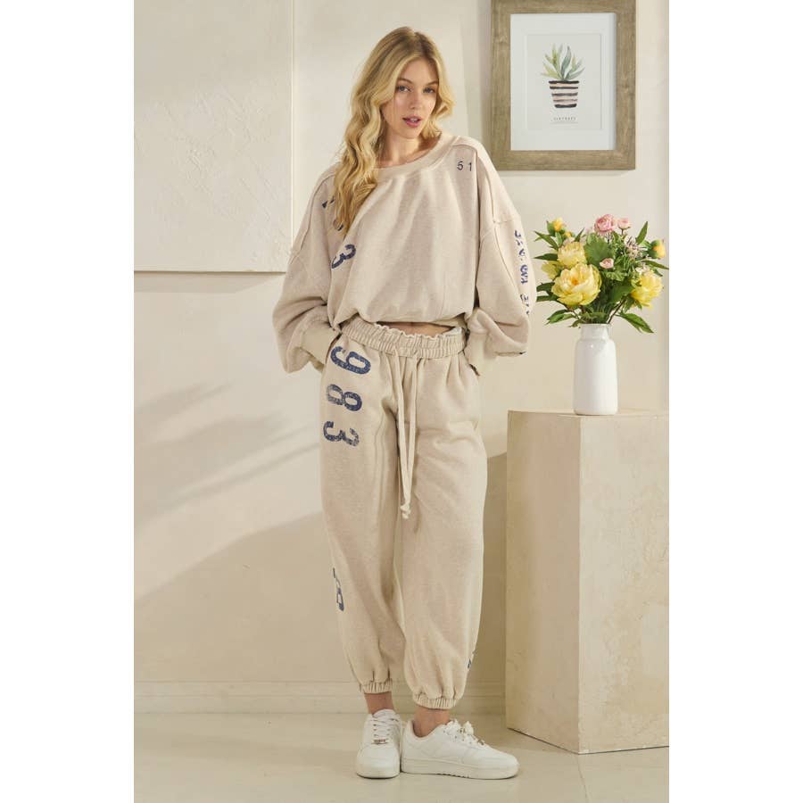 WASHED NUMBER PRINTED JOGGER SWEATPANTS