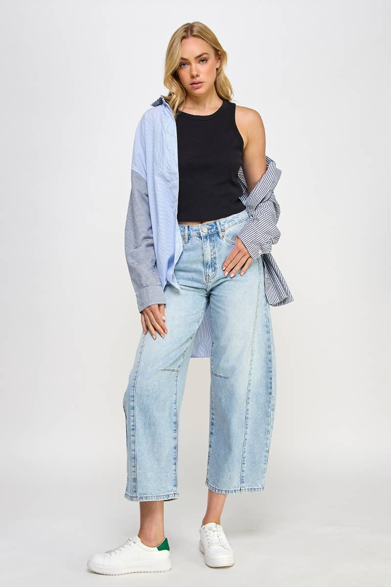 HIGH RISE BAGGY DENIM BARREL JEANS