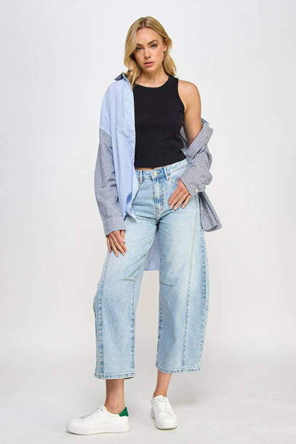 HIGH RISE BAGGY DENIM BARREL JEANS