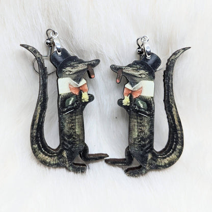 Smoking Gator Earrings - Vintage Alligator Earrings