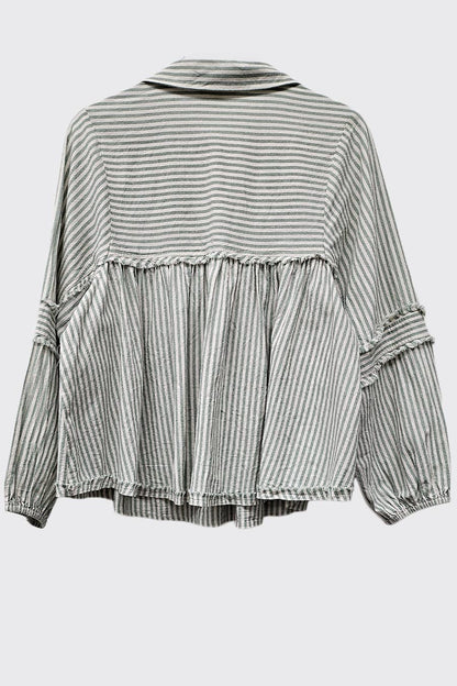 Striped Bubble Blouse Top