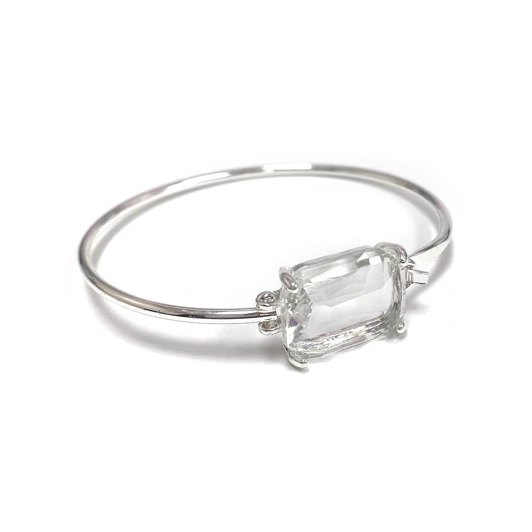 High Quality Glass Crystal Rectangle Stone Cuff Metal Bangle