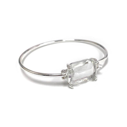 High Quality Glass Crystal Rectangle Stone Cuff Metal Bangle