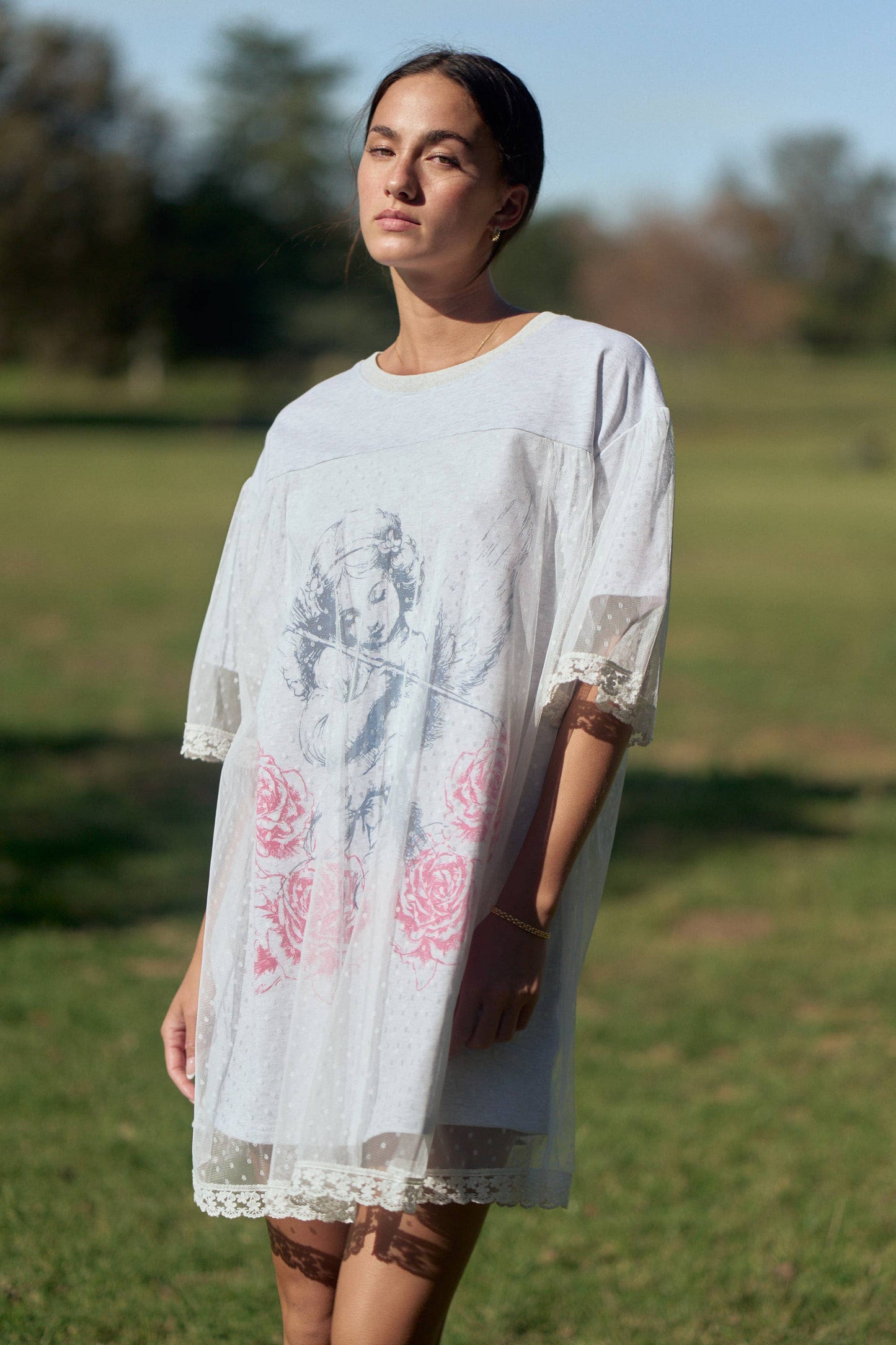 POLKA DOT CHERUB MESH LAYERED DRESS