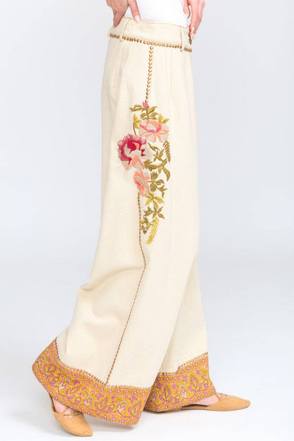 Time To Shine Denim Pants | Wide Leg Pants | Floral Pants